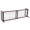 Wood Freestanding Pet Gate, Wood Dog Gate with Adjustable Width 40"-71", Barrier for Stairs Doorways Hallways, Puppy Safety Fence, Brown